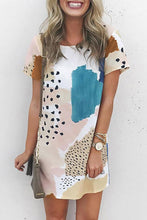 Load image into Gallery viewer, Light Blue Leopard Splicing Color Block Mini Dress
