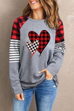 Load image into Gallery viewer, Grey Buffalo Plaid &amp; Stripe Long Sleeve Top
