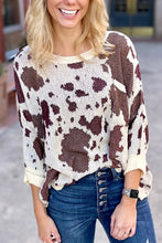 Load image into Gallery viewer, Print Side Slit Knit Sweater
