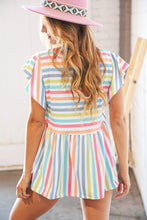 Load image into Gallery viewer, Multicolor Stripe Print Textured Knit Babydoll Blouse
