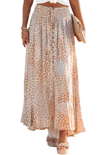 Load image into Gallery viewer, Boho Flower Print Smocked Waist Button Slit Maxi Skirt

