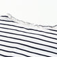 White Striped Print Ruffled Buttoned Long Sleeve Top
