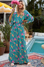 Load image into Gallery viewer, Boho Deep V Neck Floral Maxi Dress
