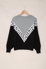 Load image into Gallery viewer, Colorblock Chevron Leopard Pullover Sweater
