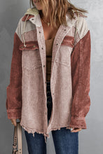Load image into Gallery viewer, Color Block Button Down Hooded Corduroy Jacket
