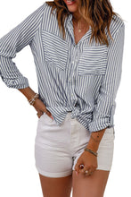 Load image into Gallery viewer, Striped Pocketed Buttons Long Sleeve Shirt
