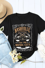 Load image into Gallery viewer, NASHVILLE Letter Guitar Print Short Sleeve Graphic Tee
