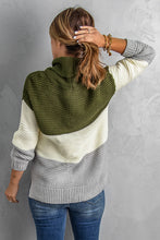 Load image into Gallery viewer, Turtleneck Color Block Pullover Sweater
