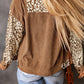 Brown Leopard Print Corduroy Long Sleeve Jacket