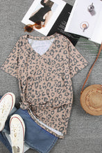Load image into Gallery viewer, V Neck Front Pocket Leopard Tee
