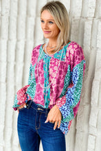 Load image into Gallery viewer, Multicolor Floral Leopard Mix Patchwork Loose Pullover
