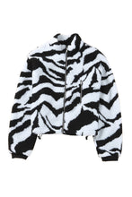 Load image into Gallery viewer, Zebra Teddy Zip-up High Neck Jacket
