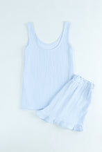 Load image into Gallery viewer, Textured U Neck Tank Top and High Waist Shorts Set
