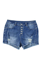 Load image into Gallery viewer, Quintuplicate Button Fly High Rise Plus Denim Shorts
