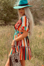 Load image into Gallery viewer, Serape Striped Leopard Mini Dress
