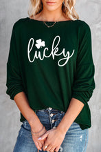 Load image into Gallery viewer, Lucky Clover Graphic Print Long Sleeve Top

