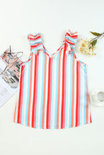 Load image into Gallery viewer, Multicolor Striped V Neck Ruffle Straps Tank Top
