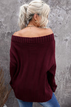 Load image into Gallery viewer, Wine Off The Shoulder Winter Sweater

