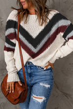 Load image into Gallery viewer, Chevron Striped Drop Shoulder Sweater
