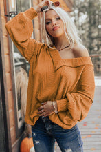 Load image into Gallery viewer, Textured V Neck Long Sleeve Knit Top
