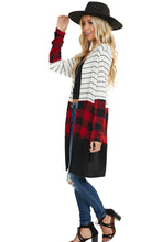 Load image into Gallery viewer, Plaid Colorblock Striped Cardigan
