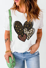 Load image into Gallery viewer, Leopard Heart Shaped Print Short Sleeve Graphic Tee
