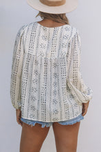 Load image into Gallery viewer, Beige Long Sleeve Embroidered Print Blouse
