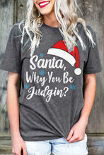 Load image into Gallery viewer, Christmas Santa Hat Snowflake Letter Print Graphic Tee
