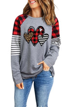 Load image into Gallery viewer, Heart Plaid Leopard Striped Color Block Top
