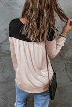 Load image into Gallery viewer, Apricot Round Neck Long Sleeve Color Block Tunic Top
