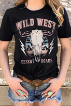 Load image into Gallery viewer, Wild West Desert Roads Bull Skull Graphic Tee
