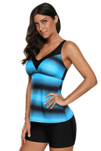 Load image into Gallery viewer, Black Ombre Print Strappy Tankini and Short Set
