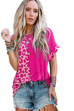 Load image into Gallery viewer, Half Leopard Patchwork Short Sleeves Top
