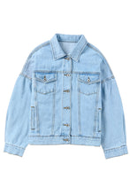 Load image into Gallery viewer, Acid Washed Pockets Buttoned Denim Jacket
