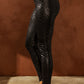 Black Shiny Leopard Textured Leggings