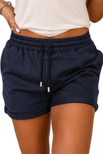 Load image into Gallery viewer, Tie Waist Side Pockets Cuffed Lounge Shorts
