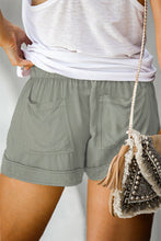 Load image into Gallery viewer, Gray Black/Red/Blue/Green/Gray/Apricot Elastic Waist Drawstring Pocket Shorts
