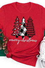 Load image into Gallery viewer, Merry Christmas Trees Graphic Print Short Sleeve T Shirt
