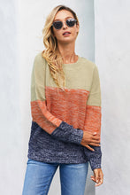 Load image into Gallery viewer, Color Block Netted Texture Pullover Sweater
