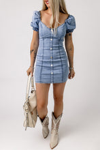 Load image into Gallery viewer, Buttoned Denim Bodycon Mini Dress
