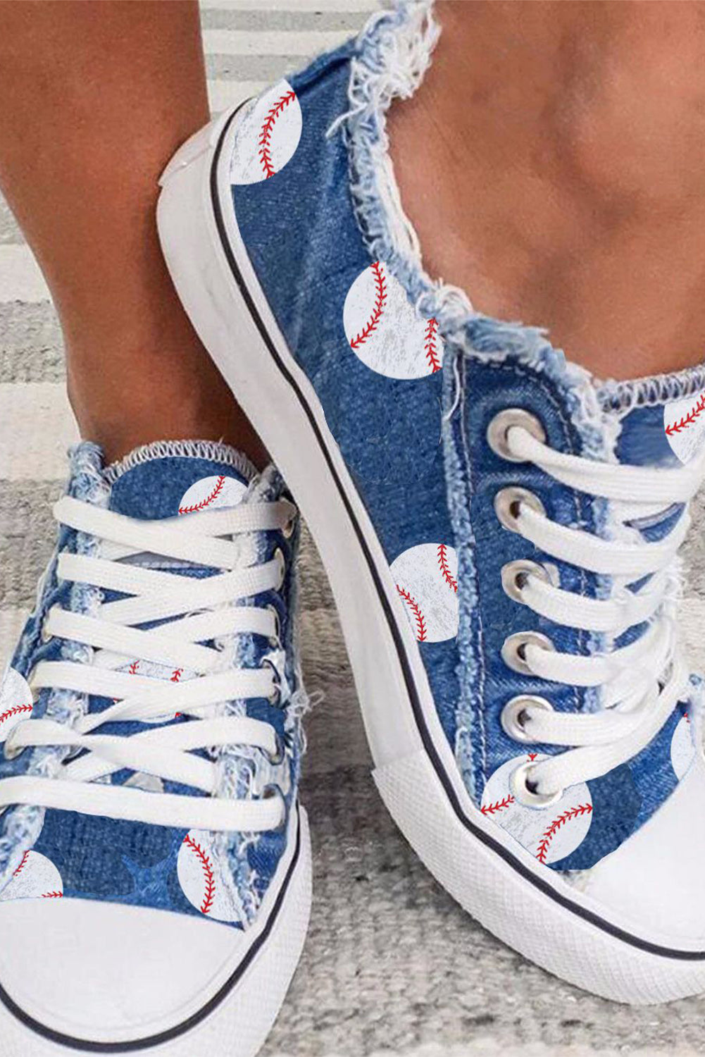 Casual Baseball Print Lacing Up Sneakers