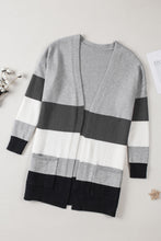 Load image into Gallery viewer, Open Front Colorblock Cardigan with Pockets
