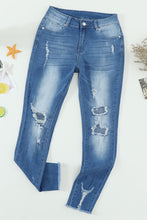 Load image into Gallery viewer, Faded Mid High Rise Jeans with Holes
