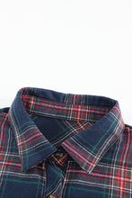 Load image into Gallery viewer, Plaid Button Pocket Long Sleeve Asymmetric Shirt
