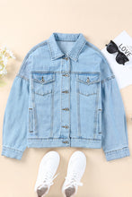 Load image into Gallery viewer, Acid Washed Pockets Buttoned Denim Jacket
