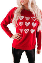 Load image into Gallery viewer, Hearts Print Crewneck Long Sleeve Sweatshirt
