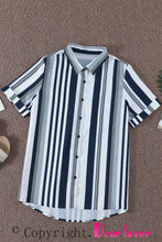 Load image into Gallery viewer, Brown Striped Short Sleeve Button Shirt
