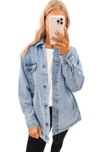 Load image into Gallery viewer, Acid Wash Flap Pocket Boyfriend Shacket
