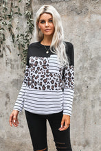 Load image into Gallery viewer, Striped Patchwork Long Sleeve Top with Pocket
