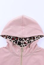 Load image into Gallery viewer, Leopard Patchwork Half Zip Pocketed Pullover Hoodie
